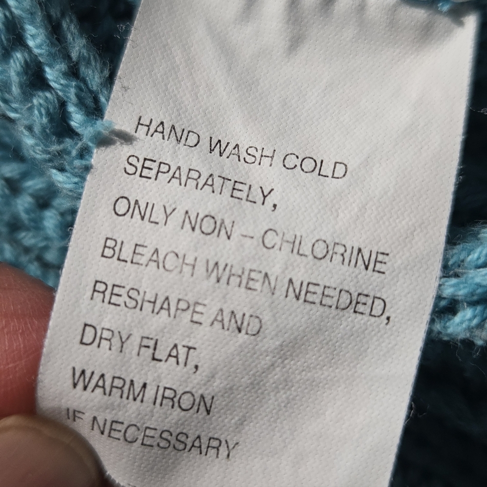 Wainscott Teal Cable Knit Shawl Collar Preppy Cotton Sweater Size M - Picture 5 of 5